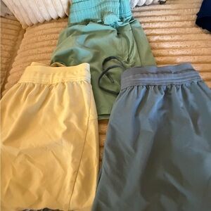 all in motion Stretch Shorts in Yellow, Mint, and Slate Blue